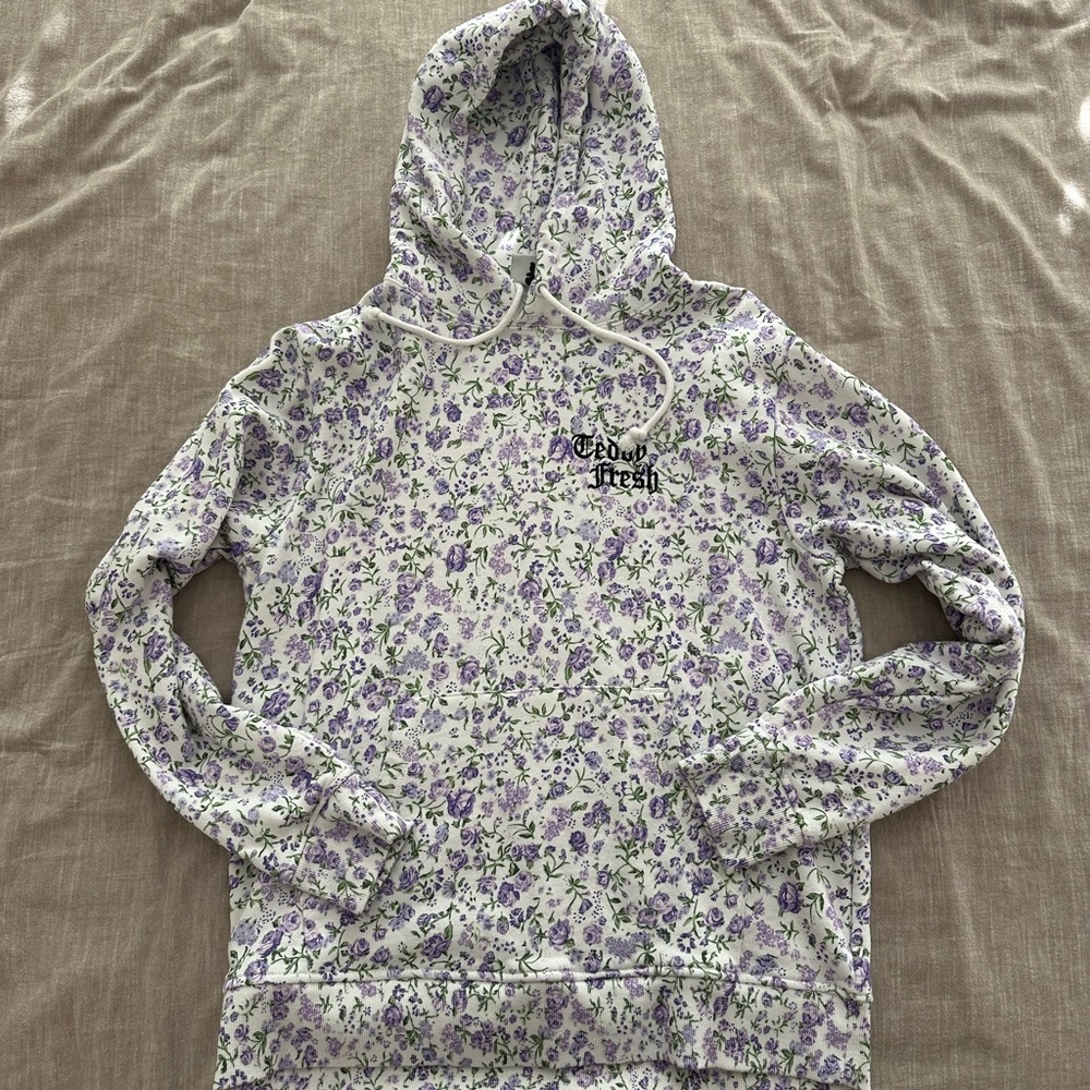 Teddy Fresh Floral Hoodie in Purple and Green